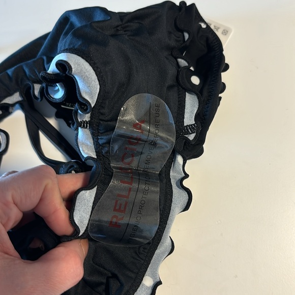 RELLECIGA Women's Wavy Tie-Side Brazilian Bikini Bottom Black Polka Dot NWT - Picture 6 of 6